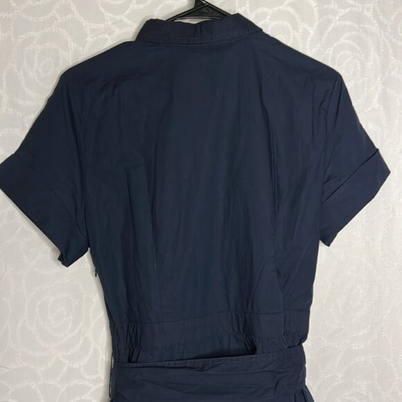 J CREW dark blue cotton maxi dress with ruffles. Large tie belt. Size 8T. - Picture 8 of 12